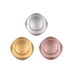 Round Metal Decorative Charger <b>Plate</b> Solid Color Polished Glam Design Party Dinnerware Gold Silver Rose Gold Charger <b>plate</b> - Product Image 1