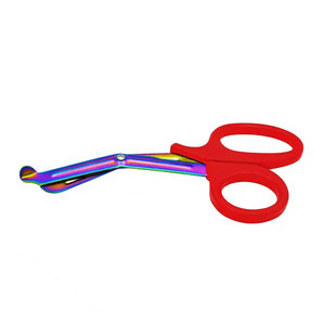 Ciseaux EMT 7,25 pouces, lames arc-en-ciel avec manche rouge, acier inoxydable allemand, ciseaux utilitaires EMT, bandage médical, traumatisme, paramédical - Product Image 5