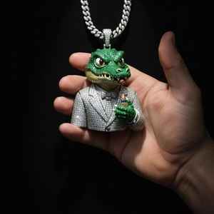 Colgante de Cabeza de Cocodrilo Personalizado con Moissanita para Hombre, Estilo Hip Hop, con Plata 925, para Amantes de los Animales, Joyería Fina, Colgantes y Dijes - Product Image 5