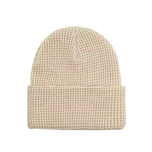 Classic Beige Waffle <b>Knit</b> 100% Acrylic Beanie <b>Hat</b> Soft Stretch Cuffed Winter <b>for</b> <b>Men</b> and Women Everyday Casual Wear - Product Image 2