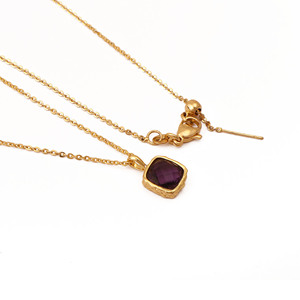 <b>Purple</b> Amethyst Solitaire Gold Plated Pendant-<b>Cushion</b> Gemstone Minimalist Dainty Necklace-Handmade Non Tarnish Jewelry For Women - Product Image 2