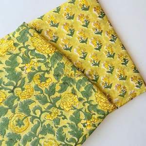 Tissu en coton imprimé traditionnel Jaipuri, coton cambriqué imprimé au bloc 60x60, tissu en coton à motifs. - Product Image 5