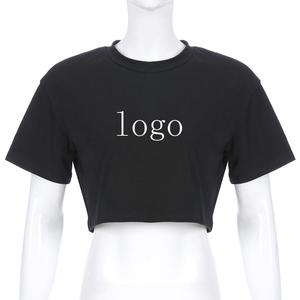 Wholesale Women Custom Logo Print Shirt in Stock <b>Crop</b> <b>Top</b> Women T-shirt Custom <b>Crop</b> <b>Tops</b> - Product Image 2