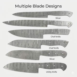 SAZ ENTERPRISES Ensemble de 7 lames de couteau de cuisine en acier Damas faites à la main, ambidextres, finition haute brillance, compatibles lave-vaisselle - Product Image 5