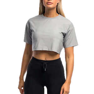 T-shirt court pour femme au design optimal, coupe ajustée, uni, décontracté, pour le fitness, en tissu imprimé, vente en gros, t-shirts courts pour femme - Product Image 4