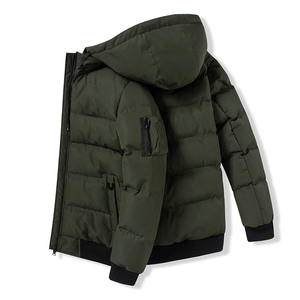 Custom Luxury <b>Canvas</b> Winter Detachable Sleeve Hooded Puffer <b>Jacket</b> for Men with Front Logo - Product Image 1