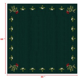 Elegant Pattern Christmas Embroidery Design Green Color <b>Table</b> Cloth Soft Quality Cotton <b>Table</b> <b>Cover</b> With Customize Size and Logo - Product Image 5