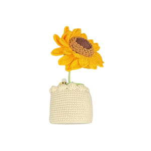 Venta al por mayor: Planta de girasol de ganchillo hecha a mano en maceta, decoración floral tejida, muñeco de girasol Amigurumi, flor de hilo, regalo, decoración adorable - Product Image 2