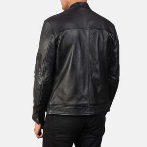 Chaqueta Bomber Clásica Casual para Hombre, de Piel de Oveja Genuina Negra, Corte Ajustado, Impermeable y Resistente al Viento, para Invierno - Product Image 2