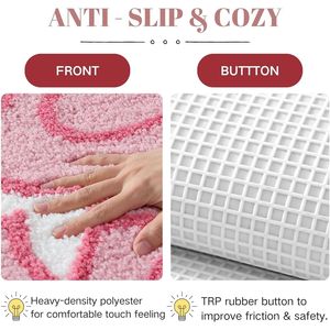 Tappetino da Bagno Rosa con Fiocco Soffice 50x80 cm Antiscivolo Super Assorbente Tappeto Irregolare per Bagno Prodotto di Qualità 'Bathroom Be' - Product Image 4