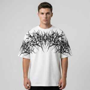 Camiseta de Hombre Oversize con Estampado Gráfico Desgastado Estilo Acid Wash, Estilo Vintage, Algodón Grueso, Casual - Product Image 4