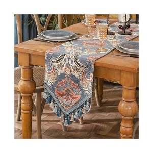 Customizable 100% Organic Cotton Mustard White Combo Embroidered GOTS Factory Wedding Party Linen Modern Waterproof <b>Table</b> <b>Runner</b> - Product Image 2