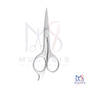 Moustache <b>Scissors</b> Large Loops Matte with Finger Rest <b>Left</b>-<b>Handed</b> Durable Stainless Steel Straight Blade Size 12cm Custom Logo - Product Image 6