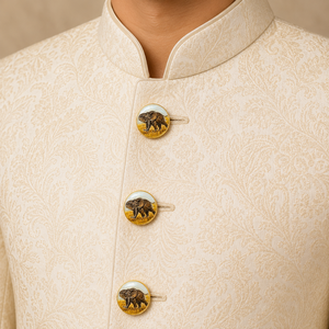 Botones de Lujo Personalizados de Latón con Madreperla y Diseño de Elefante Africano para Trajes y Blazers de Hombre - Product Image 2