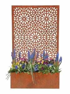 Modern Mobile <b>Planter</b> <b>Box</b> Trellis Powder Coated Corten Steel <b>Planter</b> Screen - Product Image 2