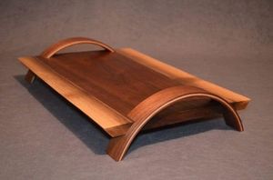 Handcrafted High Quality Wood Tray Ocean <b>Wave</b> Design Dishwasher Safe Modern Luxury Style for Serving Food Drinks Wholesale Uttar - Product Image 1