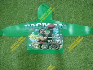 Sudadera con Capucha Verde para Hombre Manny Pacquiao, Estampado Serigrafiado, Cuello Redondo, Algodón, Corte Regular Informal, Diseño de Boxeo - Product Image 2
