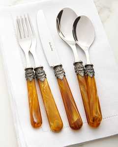Juego de cubiertos de resina de cristal rosa con mango dorado, de latón y acero inoxidable, cuchillo, tenedor y cuchara para mesa, ideal para fiestas y banquetes. - Product Image 5
