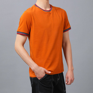 Camisetas de Manga Corta para Hombre de Algodón de Buena Calidad, Cuello Acanalado, Estilo Urbano, Cuello Redondo, Camiseta Informal Lisa, Marca Privada, Suministro OEM ODM - Product Image 6