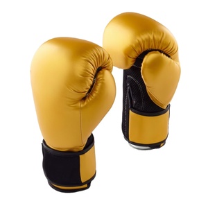Guantes de Boxeo Personalizados OEM, Guantes de Entrenamiento de Piel Sintética Dorada - Product Image 1