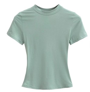 T-shirt de sport pour femme, coupe ajustée, manches courtes, 100% coton tricoté, séchage rapide, anti-rides, anti-boulochage, toutes saisons - Product Image 5