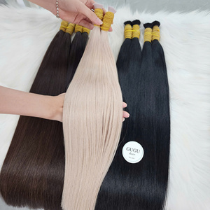 100% Raw Super Double Drawn <b>Silky</b> Straight 24 Inches Human Vietnamese Hair Extensions Bulk #14 Brown Color Customizable Women - Product Image 3