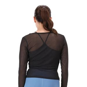 Women <b>Black</b> Long <b>Sleeve</b> Mesh <b>Top</b> <b>Sheer</b> <b>Sleeve</b> Fitted Layering Shirt Crossover Neckline Slim Fit Casual Fashion Basic Women's App - Product Image 6