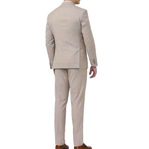 Costume d'affaires beige pour homme, simple boutonnage, col à revers, infroissable, en polyester, coupe classique, style britannique - Product Image 6