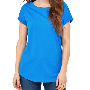 Camiseta Casual de Manga Corta con Cuello Redondo para Mujer, Color Sólido, Corte Holgado, Transpirable, de Algodón Jersey, con Logotipo Estampado, Largo Regular, para Todas las Temporadas - Product Image 4