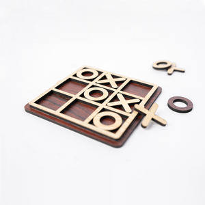 Wooden Tic Tac Toe Board Game With X And O Pieces Modern Tabletop Strategy <b>Puzzle</b> Toy For Kids And Family Quick Play Enjoyment - Product Image 1