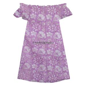 Nuevo Vestido Corto con Hombros Descubiertos Hecho de Algodón de Alta Calidad, Suave y Cómodo, para Playa, Verano 2026, Estampado a Mano - Product Image 3