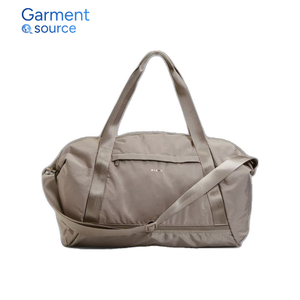 Elegant Taupe Travel Duffle Bag Large Capacity Waterproof Nylon Weekender with Bottom Shoe Compartment and Shoulder Strap - Product Image 1