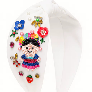 Export Quality <b>Beaded</b> Girl <b>Headband</b> Colorful Embroidered Cartoon Knot Hairband for Women & Kids Multicolor Embellishments 2026 - Product Image 1