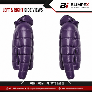 Veste à capuche matelassée unisexe personnalisée, réfléchissante, durable, en toile, zippée, sportive, coupe-vent, décontractée, imperméable et à séchage rapide - Product Image 4