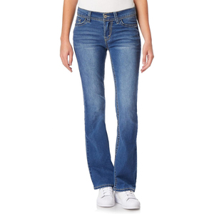 NEW Wholesale Women Flared Canvas <b>Jeans</b> Wide Leg Eco-Friendly Breathable Polyester/Cotton Mid <b>Waist</b> for Women Custom Logo - Product Image 5