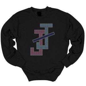 Sweat-shirt noir à col rond avec motif de lettres entrelacées, pull décontracté à manches longues pour un style streetwear quotidien - Product Image 1