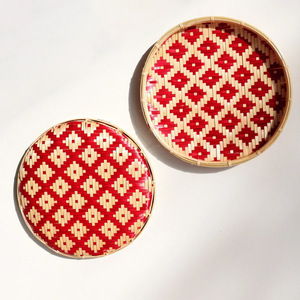 Custom bamboo serving <b>trays</b> with many design hand-woven fruit bread <b>tray</b> boho chic wall hanging - Product Image 1