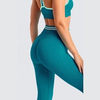 Conjunto de ropa activa personalizada para mujer, ropa de gimnasio transpirable, Sujetador deportivo de patrón sólido y mallas de talla grande, conjunto de Yoga Fitness