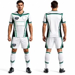Nouveaux ensembles d'uniformes de football personnalisés avec impression par transfert thermique du nom de l'équipe, tissu interlock doux, coupe athlétique - Product Image 1