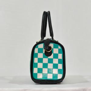 Bolsa de Viaje de Fin de Semana Mini Speedy Azul Cielo, 100% Cuero Genuino, Estilo Deportivo de Alta Calidad, con Grabado Floral Vintage - Product Image 3