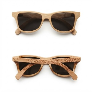 Custom Logo Wood <b>Sunglasses</b> Polarized <b>Blue</b> Lens Eco-Friendly Handmade Bamboo Eyewear Retro Square Wooden Frame Glasses Wholesale - Product Image 4