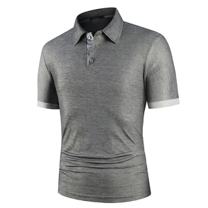 Men's Short Sleeve <b>Polo</b> <b>Shirt</b> Solid Color Pique Knitted Breathable Casual Wear Orange Trim <b>Navy</b> Blue - Product Image 3