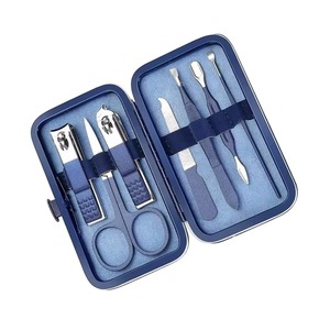Ensemble de manucure professionnel luxueux 12 pièces, étui rigide bleu, outils en acier inoxydable poli, 3-en-1 pour le visage, les mains et les pieds - Product Image 2