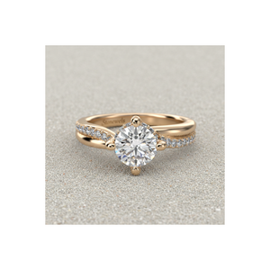 Anillo de compromiso de diamante cultivado en laboratorio Stonewels, oro de 14K, corte retorcido, pavé, engaste de púas, anillo nupcial, fabricante de joyería personalizada - Product Image 1