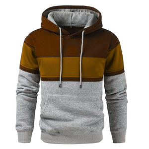 Sweat-shirt à capuche pour homme, coupe classique, 100% coton molletonné, respirant, séchage rapide, avec poche, vêtement décontracté pour l'hiver, bleu, blanc, orange - Product Image 5