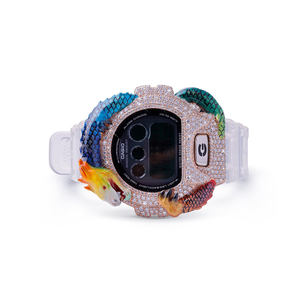 Unique Half Iced Out Design Luxury Diamond <b>Watches</b> Rubber Band Timeless Pieces Art-round <b>Case</b> for Party - Product Image 1