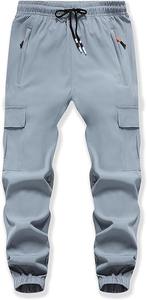 Pantalon cargo pour homme léger, taille élastique, devant plat, taille mi-haute, poches surdimensionnées, mélange polyester/coton, service OEM - Product Image 3