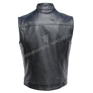 Chaleco de Motocicleta al por Mayor, Chaleco de Cuero Personalizado para Hombre, Chaleco de Motociclista de Cuero Genuino de Grado A - Product Image 3