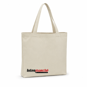 Sac fourre-tout promotionnel personnalisé en toile 200 GSM en polycoton recyclé 43x43x25 cm avec soufflet de fond, impression logo personnalisée bicolore, vente en gros - Product Image 2