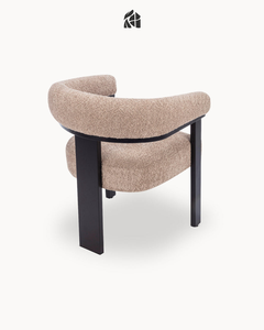 Modern Classic Stable Ergonomic Eco-Friendly <b>Dining</b> <b>Chair</b> Solid Teak Wood Upholstered Backrest Curved <b>Armrest</b> Black Frame - Product Image 2
